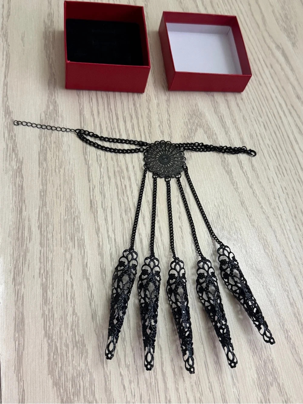 Black Gothic Halloween Fingerless Glove (Acrylic)